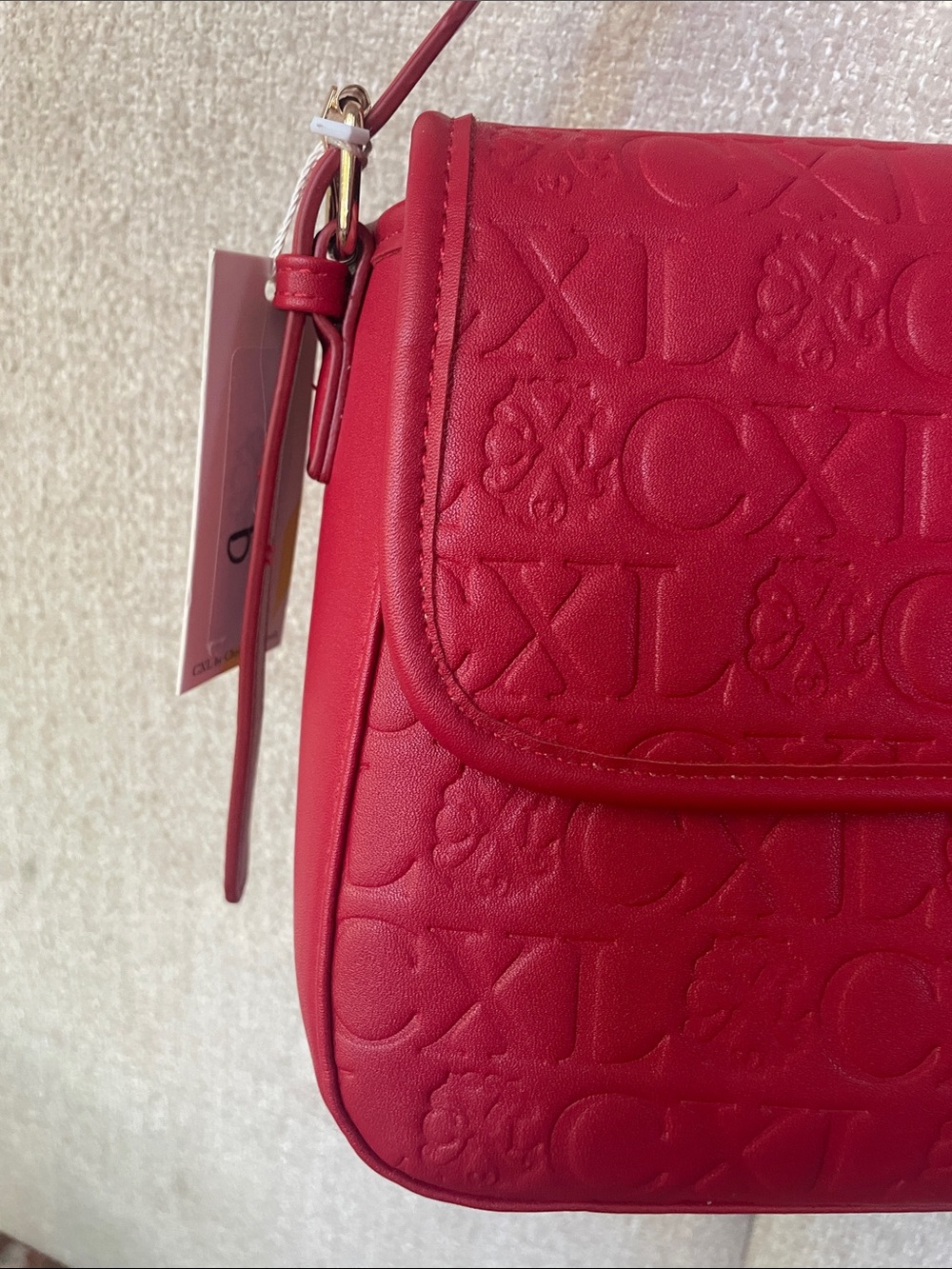 CXL Christian Lacroix Embossed Red Shoulder Bag with Gold Accents Logo - Picture 2 of 14